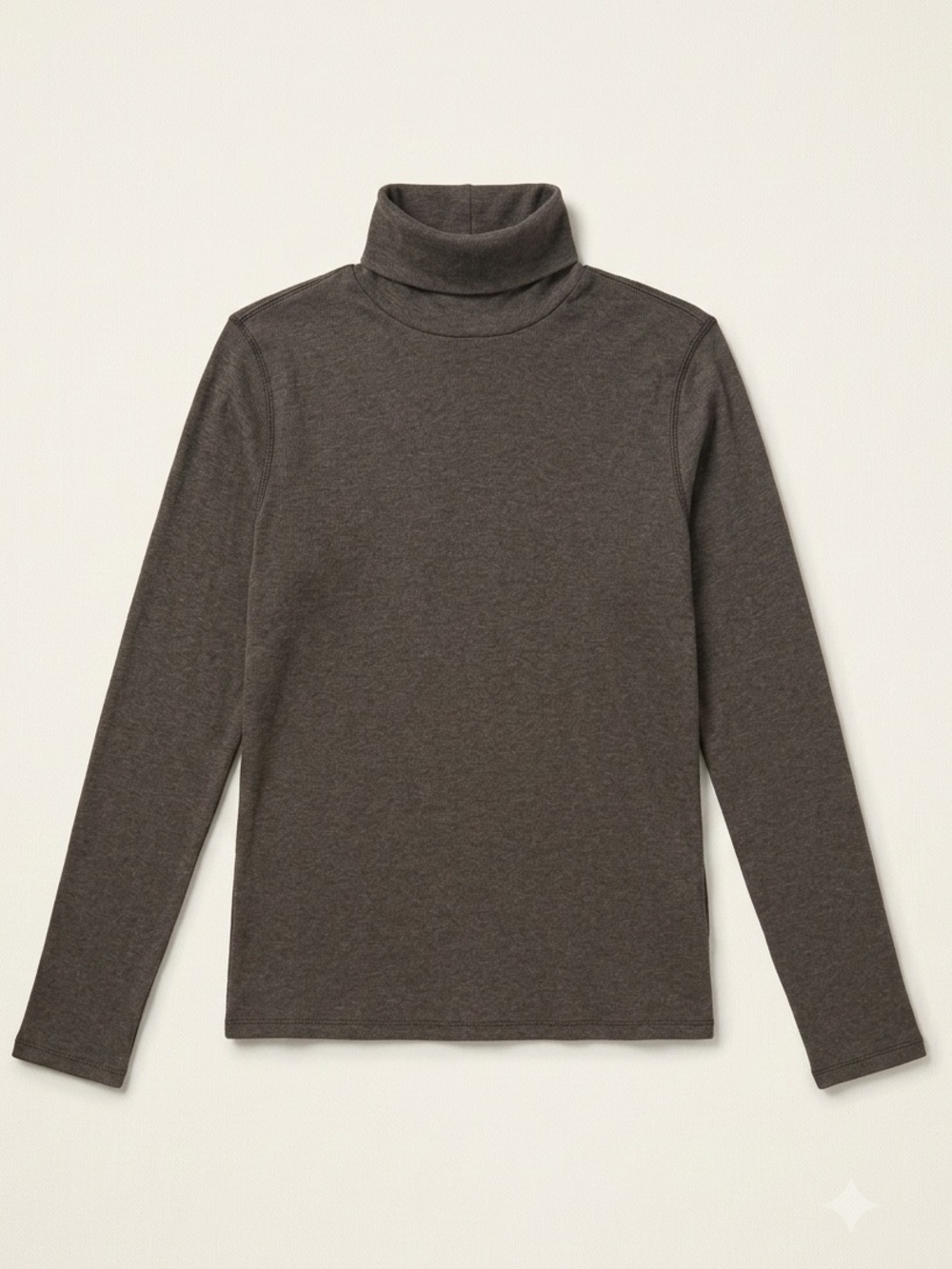 Everlane Luxe Rib Turtleneck Washed Heathered Fatigue Brown Large